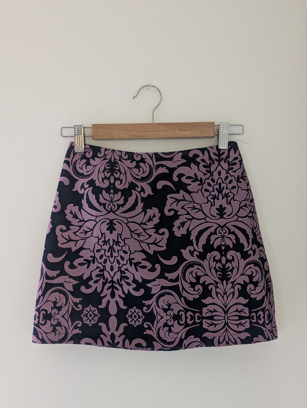 Forever 21 Baroque Navy and Purple Mini Skirt
